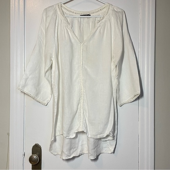 LUNGO L’arno Made in Italy Linen Tunic Top size 1X - Picture 2 of 6
